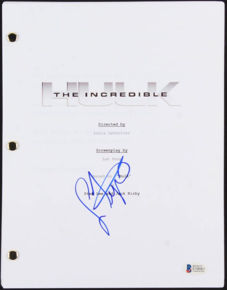 Hulk Script Pdf Lou Ferrigno Signed