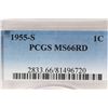 Image 3 : 1955-S LINCOLN CENT PCGS MS66RD