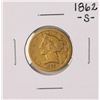 Image 1 : 1862-S $5 Liberty Head Half Eagle Gold Coin