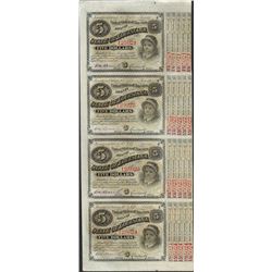 Uncut Sheet of (4) State of Louisiana Baby Bond Obsolete Notes