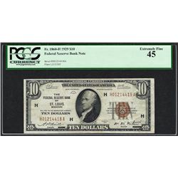 1929 $10 Federal Reserve Bank of St. Louis Currency Note Fr.1860-H PCGS Extremel