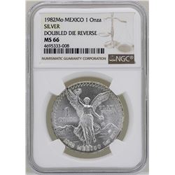 1982Mo Mexico Libertad Onza Doubled Die Reverse Silver Coin NGC MS66