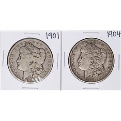 Lot of 1901 & 1904 $1 Morgan Silver Dollar Coins