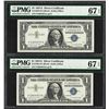 Image 1 : Lot of (2) Consecutive 1957A $1 Silver Certificate Notes PMG Superb Gem Unc. 67E