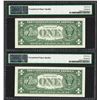 Image 2 : Lot of (2) Consecutive 1957A $1 Silver Certificate Notes PMG Superb Gem Unc. 67E