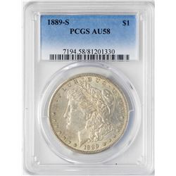1889-S $1 Morgan Silver Dollar Coin PCGS AU58