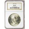 Image 1 : 1925 $1 Peace Silver Dollar Coin NGC MS65