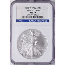2007-W $1 American Silver Eagle Coin NGC MS70 Early Releases