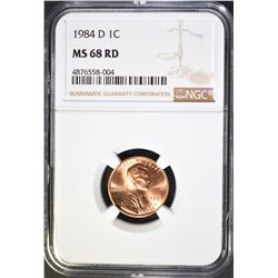 1984-D LINCOLN CENT, NGC MS-68 RED