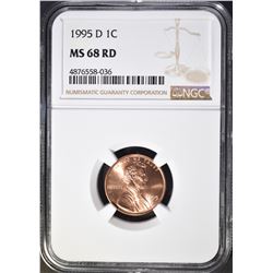 1995-D LINCOLN CENT, NGC MS-68 RED