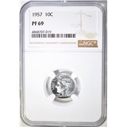 1957 DIME NGC PF 69