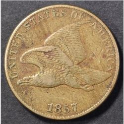 1857 FLYING EAGLE CENT, XF/AU