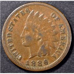 1886 TYPE-1 INDIAN CENT, VF