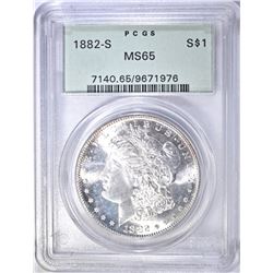1882-S MORGAN DOLLAR, PCGS MS-65 GREEN HOLDER