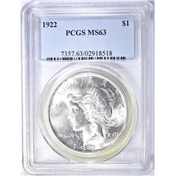 1922 PEACE DOLLAR, PCGS MS-63
