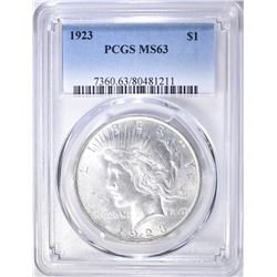 1923 PEACE  DOLLAR, PCGS MS-63