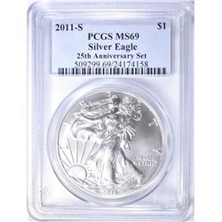 2011-S 25th ANNIV. SET AMERICAN SILVER EAGLE,