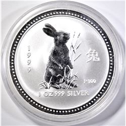 1999 AUSTRALIAN LUNAR  RABBIT  1oz .9999 SILVER