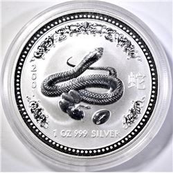 2001 AUSTRALIAN LUNAR SNAKE 1ox .9999 SILVER