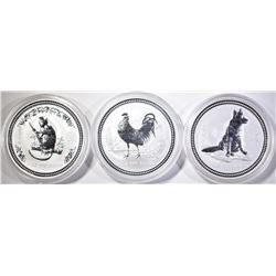 3-AUSTRALIAN 1oz .999 SILVER LUAR COINS