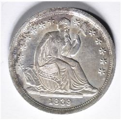 1839 SEATED DIME  NO DRAPERY  AU/BU