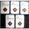 Image 1 : 5 LINCOLN CENTS NGC MS-66 RD