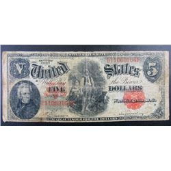 1907 $5 U.S. NOTE- "WOOD CHOPPER"