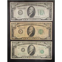 3- $10 FEDERAL RESERVE NOTES