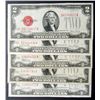 Image 1 : 5 - 1928 AU/UNC $2 RED SEAL NOTES MIXED