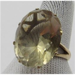 LARGE PALE YELLOW STONE 14k LADIES RING