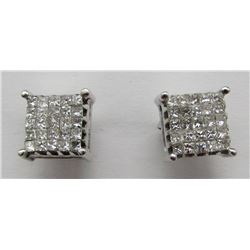 BEAUTIFUL DIAMOND EARRINGS 14k WHITE GOLD