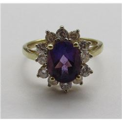 PURPLE AMETHYSTE / DIAMOND 10k GOLD RING