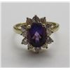 Image 1 : PURPLE AMETHYSTE / DIAMOND 10k GOLD RING