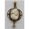 Image 1 : ANTIQUE CAMEO PENDANT 14k GOLD w/DIAMOND