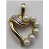 Image 1 : 10k GOLD PEARL / DIAMOND HEART PENDANT