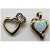 Image 1 : 2 - HEART PENDANTS w/DIAMNONDS & GEM STONES