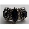 Image 2 : BLUE SAPHIRE & DIAMOND 14k WHITE GOLD RING