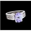 Image 1 : 3.25 ctw Tanzanite and Diamond Ring - 18KT White Gold