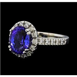 2.91 ctw Tanzanite and Diamond Ring - 14KT White Gold