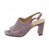 Image 3 : Chanel Lavender Suede CC Open Toe Block Heel Pumps 35