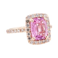 2.43 ctw Pink Sapphire And Diamond Ring - 14KT Rose Gold