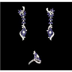 6.00 ctw Sapphire and Diamond Jewelry Suite - 14KT White Gold