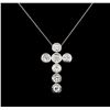 Image 2 : 3.79 ctw Diamond Cross Pendant with Chain - 14KT White Gold