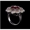 Image 4 : 1.00 ctw Ruby and Diamond Ring - 18KT White Gold