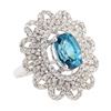 Image 1 : 10.39 ctw Blue Zircon And Diamond Ring - 14KT White Gold