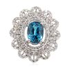 Image 2 : 10.39 ctw Blue Zircon And Diamond Ring - 14KT White Gold