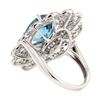 Image 3 : 10.39 ctw Blue Zircon And Diamond Ring - 14KT White Gold