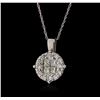 Image 1 : 14KT White Gold 0.61 ctw Diamond Pendant with Chain