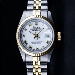 Rolex Ladies 2 Tone 14K Yellow Gold & Stainless Steel White Roman 26MM Datejust