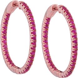 1.75 CTW Ruby Hoop Earrings 14KT Rose Gold - REF-89M9H